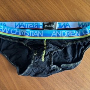 Andrew Christian Black Briefs with Pouch, Large